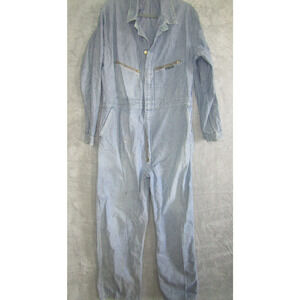 Key Imperial Blue Hickory Stripe Coveralls Men’s 44R Workwear Vintage USA 80s
